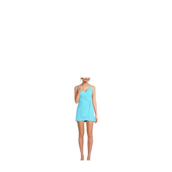 NEW Lands End Wrap Swim Dress Women's V-Neck Tulip One Piece Swimsuit Size XL 18 - Picture 2 of 12